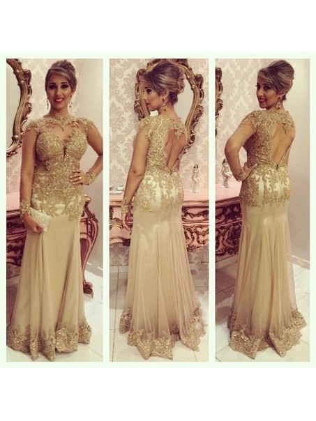 Mermaid Keyhole Back Lace Appliques Long Prom Formal Evening Party Dresses 996021010