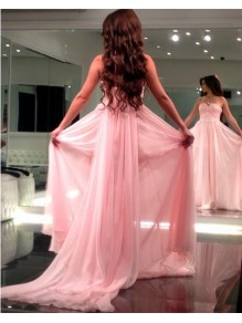 Long Pink Chiffon Prom Formal Evening Party Dresses 996021027