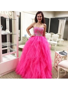 Beaded Tulle Ball Gown Long Prom Formal Evening Party Dresses 996021032