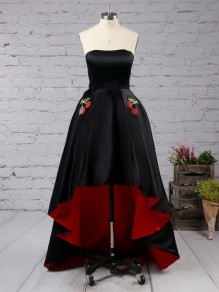High Low Strapless Black Red Prom Homecoming Cocktail Graduation Dresses 996021033