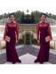 Trumpet/Mermaid Long Sleeves Red Lace Prom Evening Formal Dresses 99602104