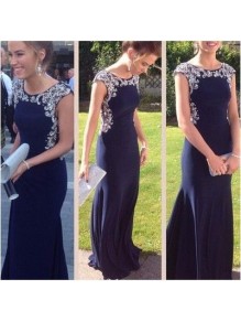 Long Blue Beaded Prom Formal Evening Party Dresses 996021044