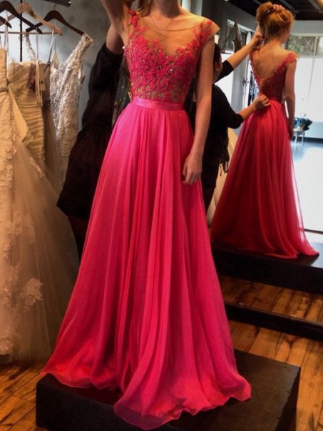 Elegant Lace Chiffon Long Prom Formal Evening Party Dresses 996021047