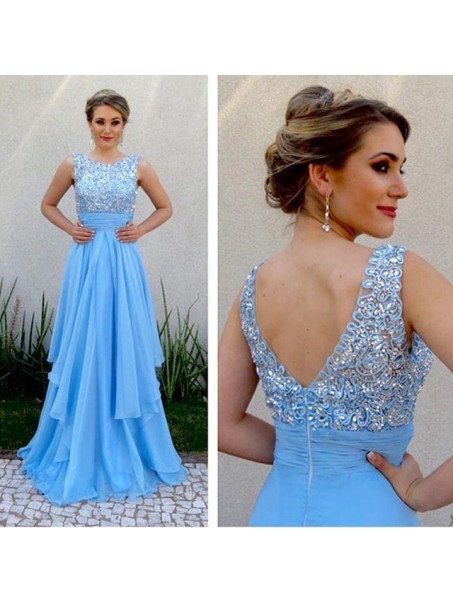 A-Line Long Blue Prom Evening Formal Dresses 99602105