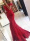 Long Red Beaded Lace Off-the-Shoulder Mermaid Prom Formal Evening Party Dresses 996021051