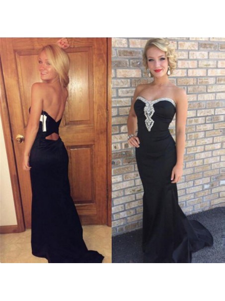 Long Black Beaded Prom Formal Evening Party Dresses 996021063