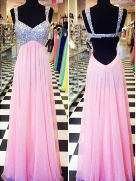 Beaded Long Pink Chiffon Prom Formal Evening Party Dresses 996021073 Beaded Long Pink Chiffon Prom Formal Evening Party Dresses 996021073