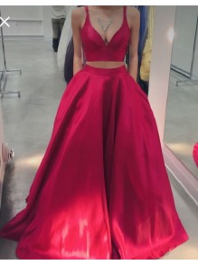 Two Pieces V-Neck Long Prom Formal Evening Party Dresses 996021075 Two Pieces V-Neck Long Prom Formal Evening Party Dresses 996021075