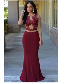 Mermaid Burgundy Lace Long Prom Formal Evening Party Dresses 996021083 Mermaid Burgundy Lace Long Prom Formal Evening Party Dresses 996021083