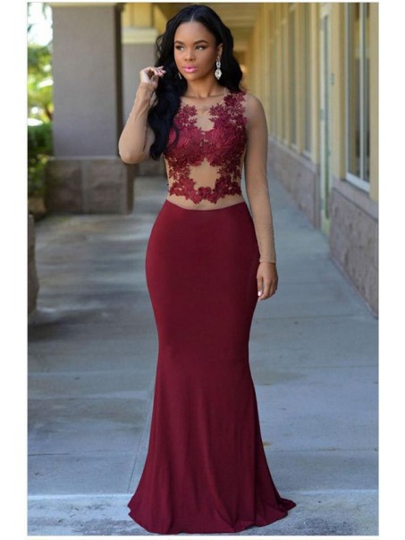 Mermaid Burgundy Lace Long Prom Formal Evening Party Dresses 996021083 Mermaid Burgundy Lace Long Prom Formal Evening Party Dresses 996021083