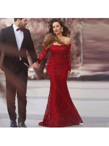 Long Sleeves Mermaid Off-the-Shoulder Lace Prom Formal Evening Party Dresses 996021112 Long Sleeves Mermaid Off-the-Shoulder Lace Prom Formal Evening Party Dresses 996021112