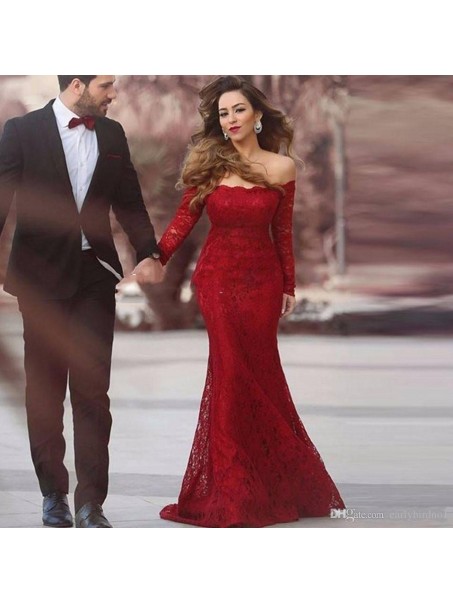 Long Sleeves Mermaid Off-the-Shoulder Lace Prom Formal Evening Party Dresses 996021112 Long Sleeves Mermaid Off-the-Shoulder Lace Prom Formal Evening Party Dresses 996021112
