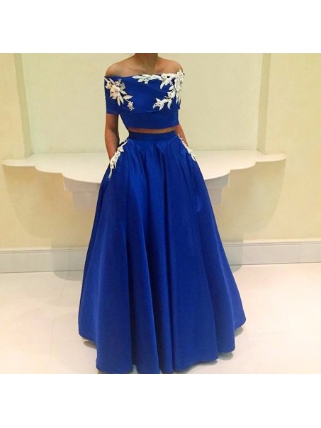 Two Pieces Off-the-Shoulder Long Blue Prom Formal Evening Party Dresses 996021119 Two Pieces Off-the-Shoulder Long Blue Prom Formal Evening Party Dresses 996021119