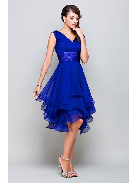 Short Royal Blue V-Neck Homecoming Prom Evening Party Dresses 996021125