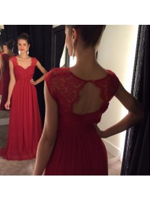 Long Red Lace and Chiffon Prom Formal Evening Party Dresses 996021135