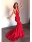 Sexy Red Mermaid Long Prom Formal Evening Party Dresses with Criss Criss Back 996021137