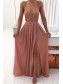 Deep V-Neck Spaghetti Straps Criss Cross Back Prom Formal Evening Party Dresses 996021138