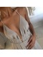 Deep V-Neck Spaghetti Straps Criss Cross Back Prom Formal Evening Party Dresses 996021138