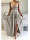 Deep V-Neck Spaghetti Straps Criss Cross Back Prom Formal Evening Party Dresses 996021138