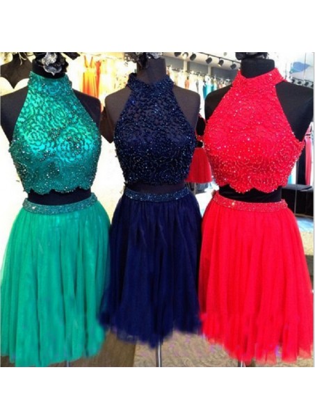Beaded Two Pieces High Neck Short Prom Evening Cocktail Homecoming Dresses 99602114 Beaded Two Pieces High Neck Short Prom Evening Cocktail Homecoming Dresses 99602114