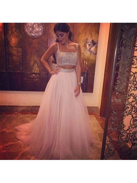 Two Pieces Beaded Long Prom Formal Evening Party Dresses 996021144