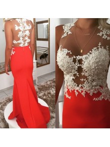 Long Red Lace Beaded Prom Formal Evening Party Dresses 996021152 Long Red Lace Beaded Prom Formal Evening Party Dresses 996021152