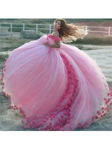 Long Pink Off-the-Shoulder Ball Gown Prom Formal Evening Party Dresses 996021155