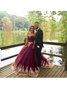 Long Burgundy Ball Gown Prom Formal Evening Party Dresses with Gold Lace Appliques 996021160 Long Burgundy Ball Gown Prom Formal Evening Party Dresses with Gold Lace Appliques 996021160