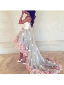 High Low Prom Formal Evening Party Dresses with Handmade Flowers 996021164 High Low Prom Formal Evening Party Dresses with Handmade Flowers 996021164