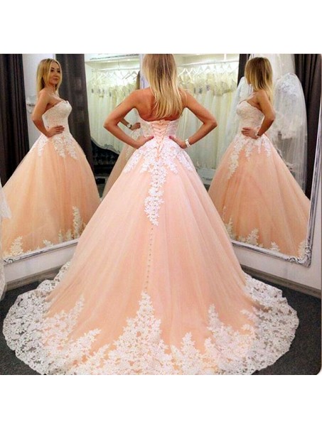 Ball Gown Lace Appliques Prom Formal Evening Party Dresses 996021168