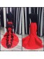 Mermaid Long Sleeves Lace Black White Prom Formal Evening Party Dresses 996021169