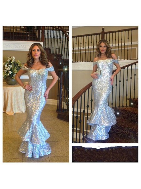 Mermaid Off-the-Shoulder Sequins Long Prom Formal Evening Party Dresses 996021170