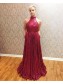 High Neck Sequins Long Prom Formal Evening Party Dresses 996021177