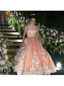 High Neck Beaded Lace Ball Gown Prom Formal Evening Party Dresses 996021184 High Neck Beaded Lace Ball Gown Prom Formal Evening Party Dresses 996021184