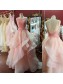 Long Pink Beaded Lace Prom Formal Evening Party Dresses 996021187