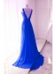 Long Blue Lace Chiffon V-Neck Prom Formal Evening Party Dresses 996021189