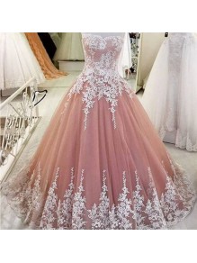 Ball Gown Lace Appliques Long Prom Formal Evening Party Dresses 996021190