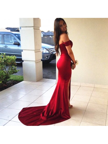 Mermaid Off-the-Shoulder Long Prom Formal Evening Party Dresses 996021192