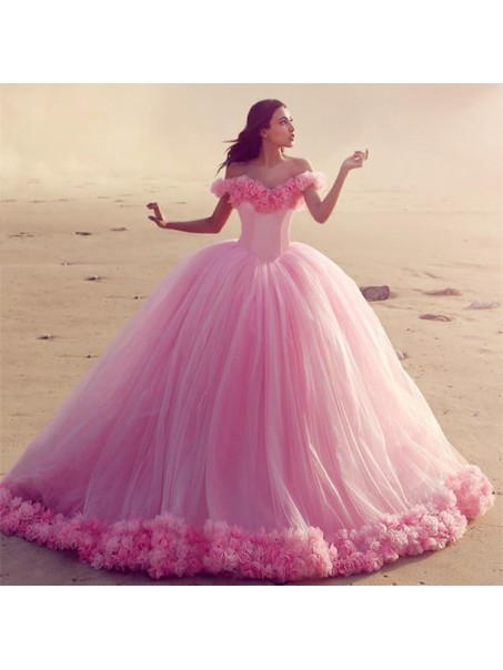 Long Pink Off-the-Shoulder Ball Gown Prom Prom Formal Evening Party Dresses 996021198