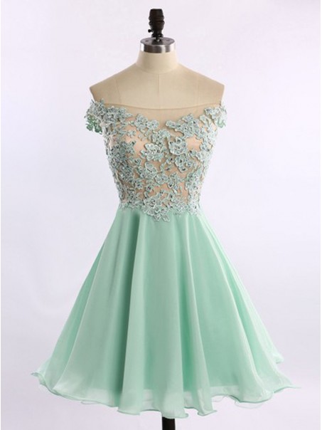 A-Line Off-the-Shoulder Chiffon Lace Appliques Prom Evening Homecoming Cocktail Dresses 99602120