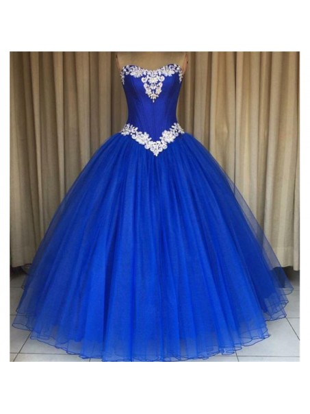 Tulle Ball Gown Long Blue Prom Formal Evening Party Dresses 996021200