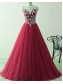 A-Line Long Blue Lace Appliques Prom Formal Evening Party Dresses 996021201