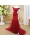 Long Red Beaded Lace Appliques Prom Formal Evening Party Dresses 996021206