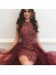 High Low Beaded Sequins Prom Formal Evening Party Dresses 996021213