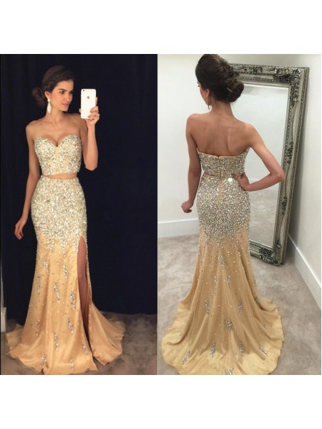 Two Pieces Sweetheart Beaded Prom Formal Evening Party Dresses 996021219