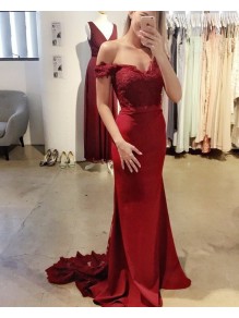 Mermaid Off-the-Shoulder Lace Long Prom Formal Evening Party Dresses 996021227