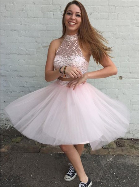 Beaded Two Pieces Short Pink Prom Evening Homecoming Cocktail Dresses 99602123 Beaded Two Pieces Short Pink Prom Evening Homecoming Cocktail Dresses 99602123