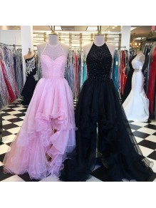 Beaded High Low Halter Prom Homecoming Cocktail Graduation Dresses 996021231