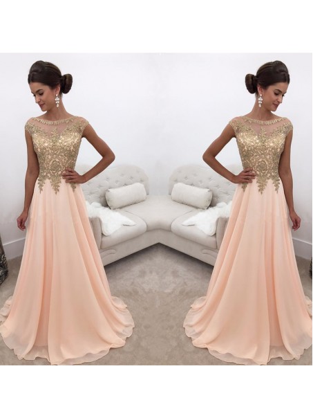 A-Line Gold Lace Appliques Chiffon Prom Formal Evening Party Dresses 996021244 A-Line Gold Lace Appliques Chiffon Prom Formal Evening Party Dresses 996021244