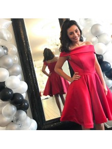 Short Red Off-the-Shoulder Homecoming Cocktail Graduation Prom Dresses 996021249